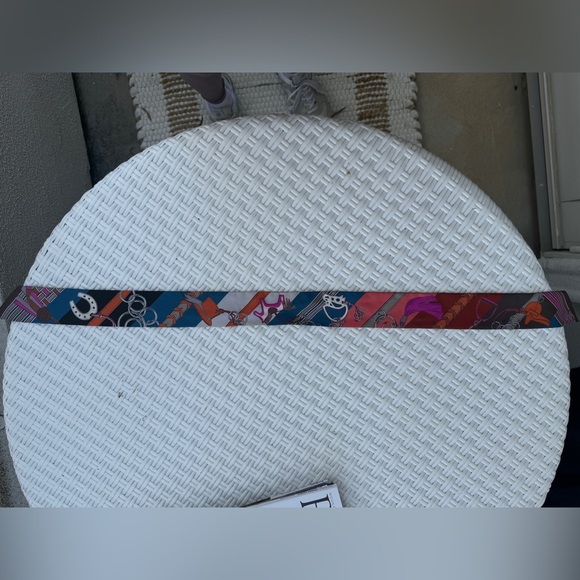 Hermes Brides et Gris Gris Bridle in Blue Purple Twilly Scarf - Picture 4 of 5